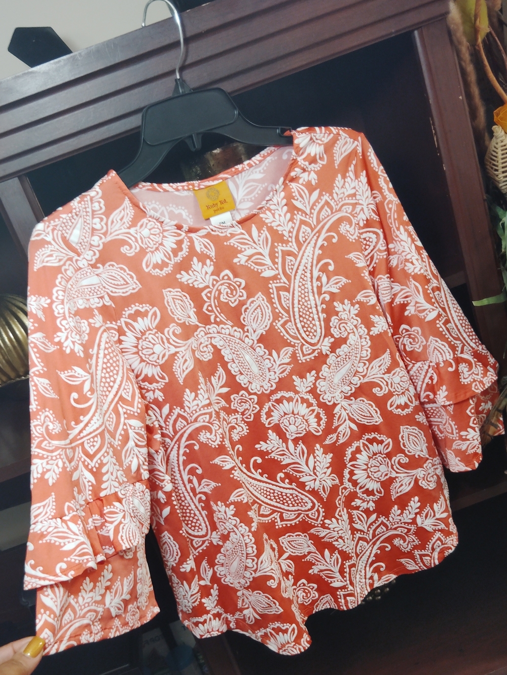 Ruby Rd. Coral Paisley Bell-Sleeve Blouse